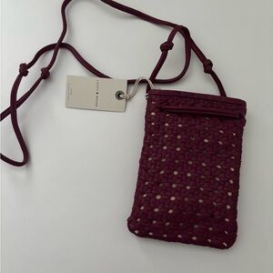 Lucky Brand Woven Zule Phone Crossbody purse Beet Red NWT